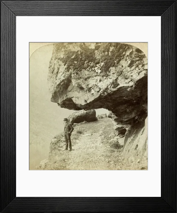 Framed Print : Man on a cliff overlooking Naeroyfjord, Sogne, Norway. Artist: Bert Underwood Framed Print : Man on a cliff overlooking Naeroyfjord, Sogne, Norway. Artist: Bert Underwood