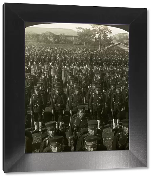 Japanese infantry at the Emperors birthday review, Tokyo, Japan. Artist: Excelsior Stereoscopic Tours