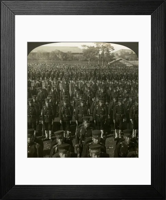 Framed Print : Japanese infantry at the Emperors birthday review, Tokyo, Japan. Artist: Excelsior Stereoscopic Tours Framed Print : Japanese infantry at the Emperors birthday review, Tokyo, Japan. Artist: Excelsior Stereoscopic Tours