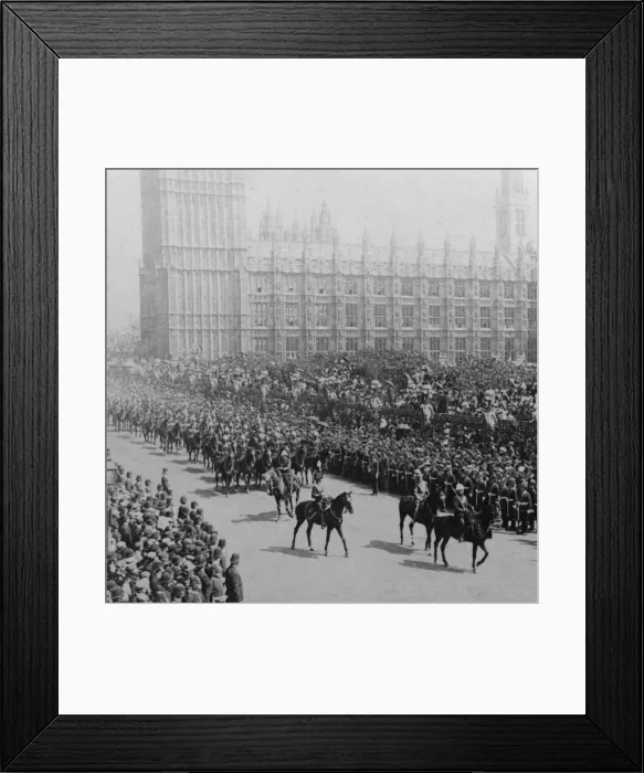 Framed Print : Canadian mounted troops, procession for Queen Victorias Diamond Jubilee, London, 1897. Artist: James M Davis Framed Print : Canadian mounted troops, procession for Queen Victorias Diamond Jubilee, London, 1897. Artist: James M Davis