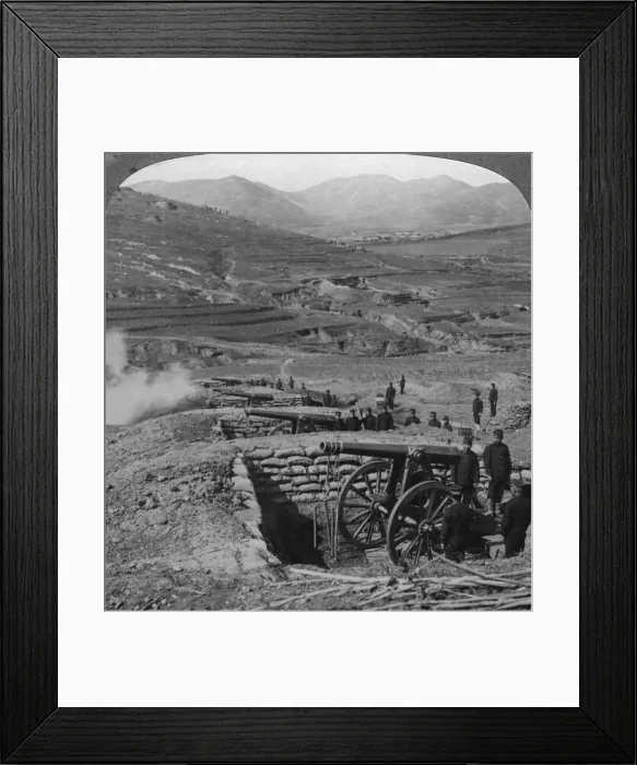 Framed Print : Japanese batteries firing on Russian forts, Siege of Port Arthur, Russo-Japanese War, 1904-1905. Artist: Underwood & Underwood Framed Print : Japanese batteries firing on Russian forts, Siege of Port Arthur, Russo-Japanese War, 1904-1905. Artist: Underwood & Underwood