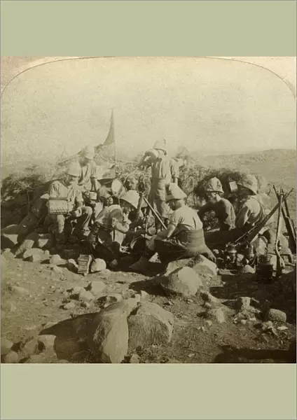Gordon Highland signallers on Signal Hill, Euslin, South Africa, Boer War, 1899-1902. Artist: Underwood & Underwood
