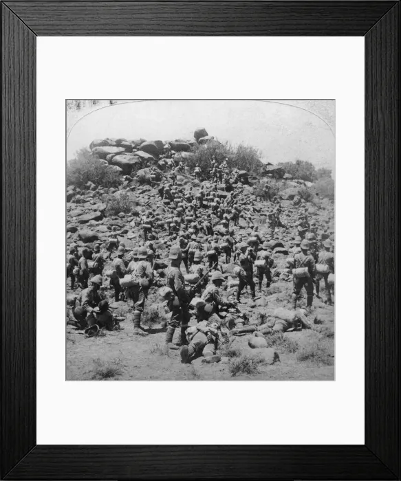 Framed Print : Storming of the Boer kopje by the Suffolks at Colesberg, South Africa, Boer War, 1900. Artist: Underwood & Underwood Framed Print : Storming of the Boer kopje by the Suffolks at Colesberg, South Africa, Boer War, 1900. Artist: Underwood & Underwood