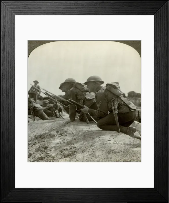 Framed Print : Canadian infantry rush a German position, World War I, 1914-1918. Artist: Realistic Travels Publishers Framed Print : Canadian infantry rush a German position, World War I, 1914-1918. Artist: Realistic Travels Publishers