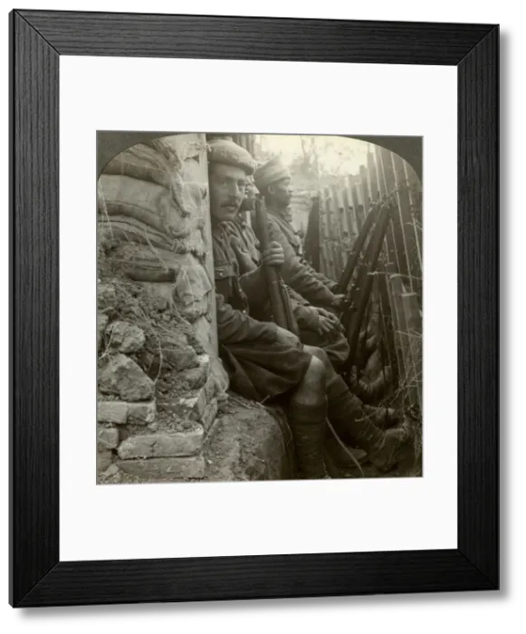 Framed Print : Indian soldiers in the trenches, World War I, 1914-1918. Artist: Realistic Travels Publishers Framed Print : Indian soldiers in the trenches, World War I, 1914-1918. Artist: Realistic Travels Publishers