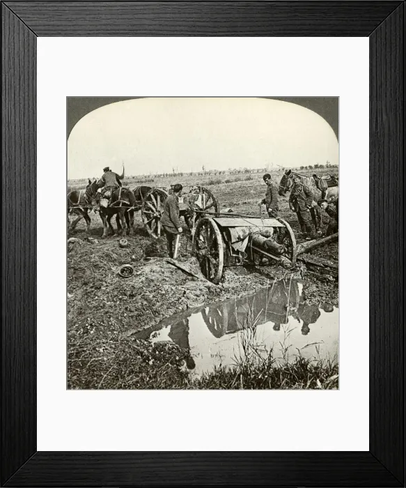 Framed Print : Removing a field gun from a flooded position, World War I, 1914-1918. Artist: Realistic Travels Publishers Framed Print : Removing a field gun from a flooded position, World War I, 1914-1918. Artist: Realistic Travels Publishers