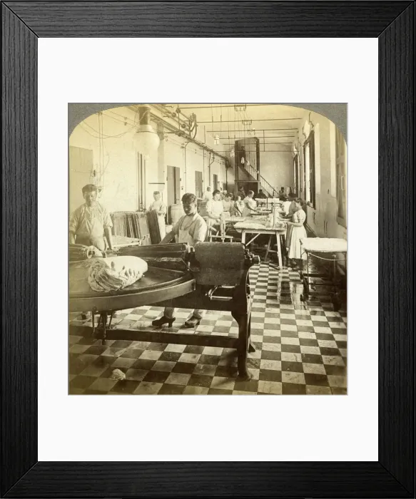 Framed Print : Packing prize butter for the European markets, Hasley, Denmark. Artist: Underwood & Underwood Framed Print : Packing prize butter for the European markets, Hasley, Denmark. Artist: Underwood & Underwood