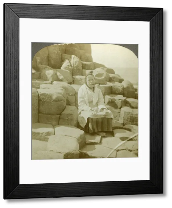 Framed Print : In the Wishing Chair, Giants Causeway, Antrim, Northern Ireland. Artist: Excelsior Stereoscopic Tours Framed Print : In the Wishing Chair, Giants Causeway, Antrim, Northern Ireland. Artist: Excelsior Stereoscopic Tours
