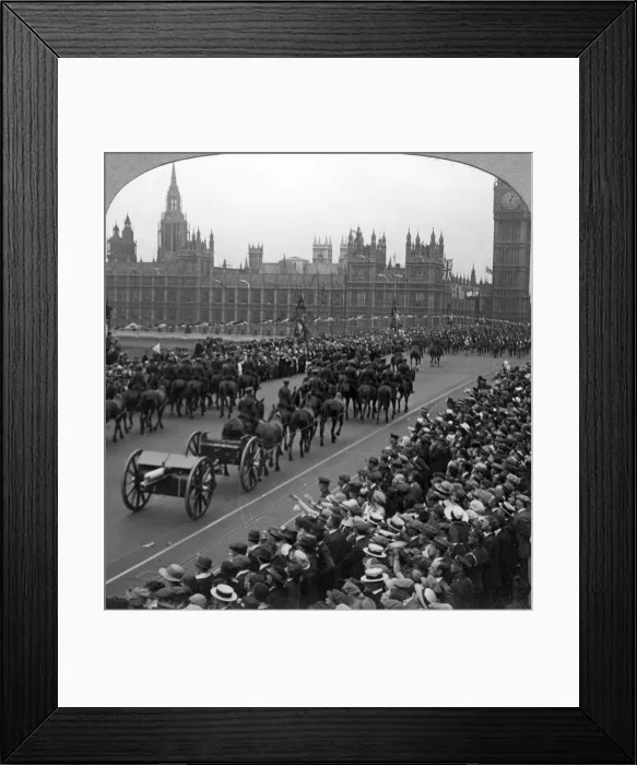 Framed Print : Artillery in the Great March of the Empires Forces, Westminster Bridge, London, 1919(?). Artist: Realistic Travels Publishers Framed Print : Artillery in the Great March of the Empires Forces, Westminster Bridge, London, 1919(?). Artist: Realistic Travels Publishers