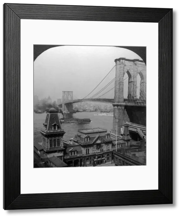 Framed Print : Brooklyn Bridge, New York, USA. Artist: Excelsior Stereoscopic Tours Framed Print : Brooklyn Bridge, New York, USA. Artist: Excelsior Stereoscopic Tours