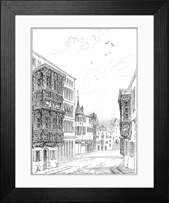 Framed Print : Street in St Gall, 1835 (1900). Artist: Mr Benson Framed Print : Street in St Gall, 1835 (1900). Artist: Mr Benson