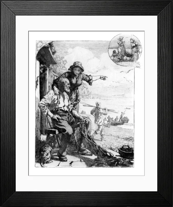 Framed Print : The Fisher Folks Harvest. Mackerel in the Bay, Sketch in South Devon, 1882 Framed Print : The Fisher Folks Harvest. Mackerel in the Bay, Sketch in South Devon, 1882