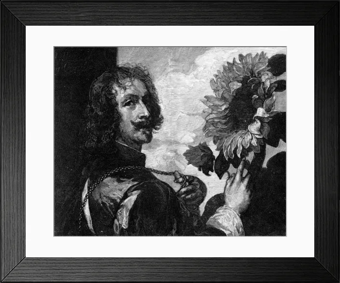 Framed Print : Anthony van Dyck, self-portrait with a sunflower, c1633-1641 (1900). Artist: OL Lacour Framed Print : Anthony van Dyck, self-portrait with a sunflower, c1633-1641 (1900). Artist: OL Lacour