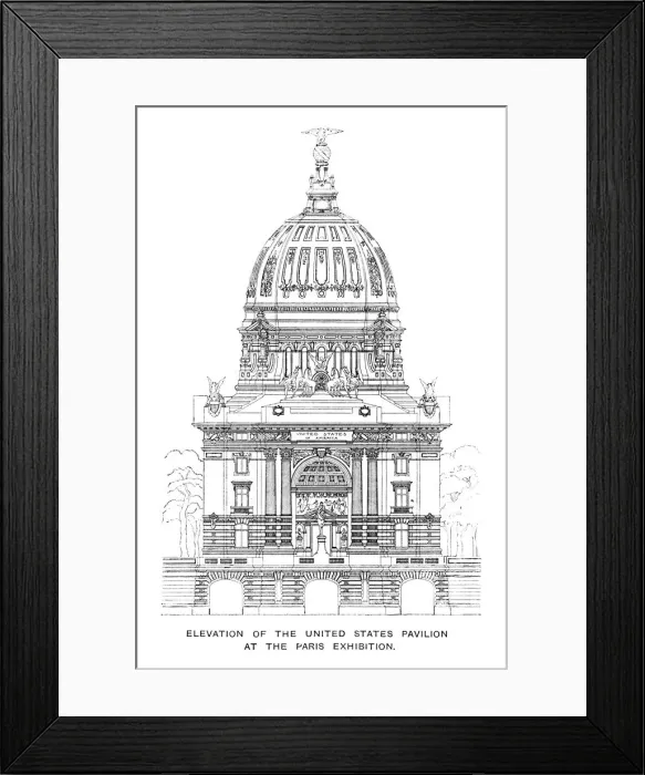 Framed Print : Elevation of the United States Pavilion at the Paris Exhibition, 1900 Framed Print : Elevation of the United States Pavilion at the Paris Exhibition, 1900