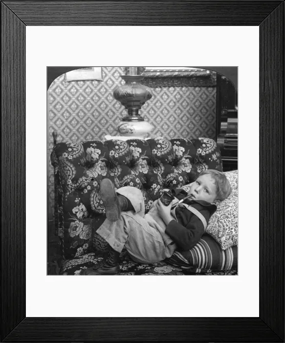 Framed Print : Just Like Papa. Artist: American Stereoscopic Company Framed Print : Just Like Papa. Artist: American Stereoscopic Company