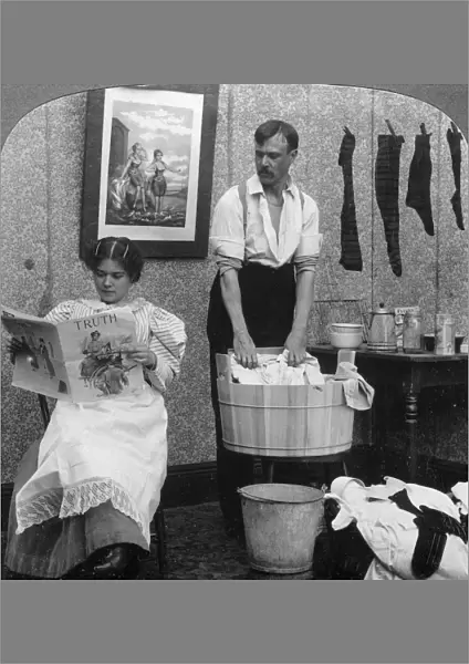 The New Woman, Wash Day. Artist: American Stereoscopic Company