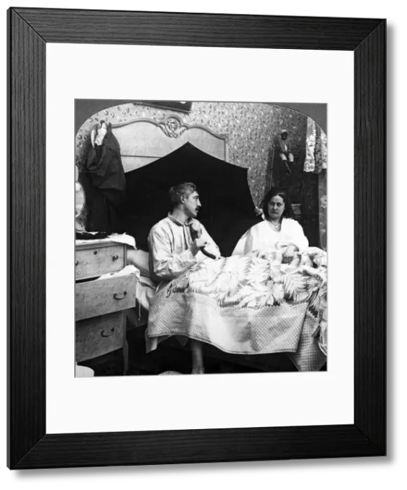 Framed Print : Mr Jones Home from Club. Fears for the Storm. Artist: American Stereoscopic Company Framed Print : Mr Jones Home from Club. Fears for the Storm. Artist: American Stereoscopic Company