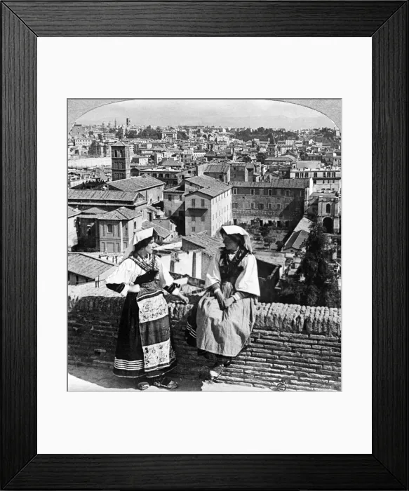 Framed Print : Two women in traditional costume in Rome, Italy. Artist: Underwood & Underwood Framed Print : Two women in traditional costume in Rome, Italy. Artist: Underwood & Underwood