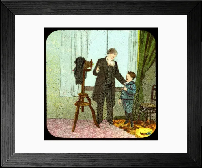 Framed Print : Photographer and child, c19th century Framed Print : Photographer and child, c19th century