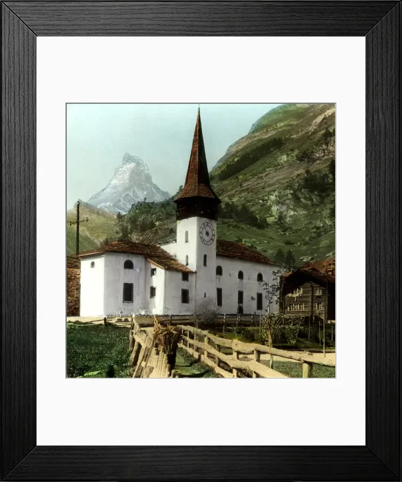 Framed Print : Church and Matterhorn, Zermatt, Switzerland Framed Print : Church and Matterhorn, Zermatt, Switzerland