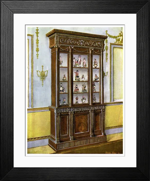 Framed Print : Carved mahogany china case influenced by the Adam Brothers, 1911-1912. Artist: Edwin Foley Framed Print : Carved mahogany china case influenced by the Adam Brothers, 1911-1912. Artist: Edwin Foley