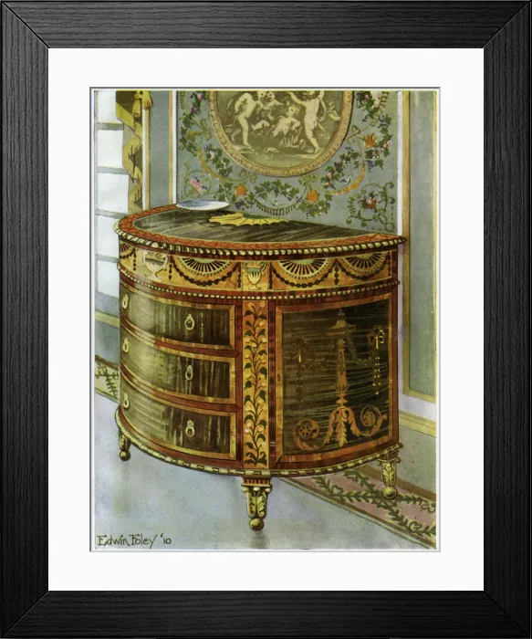 Framed Print : Inlaid satinwood commode with ormolu mounts, 1911-1912. Artist: Edwin Foley
