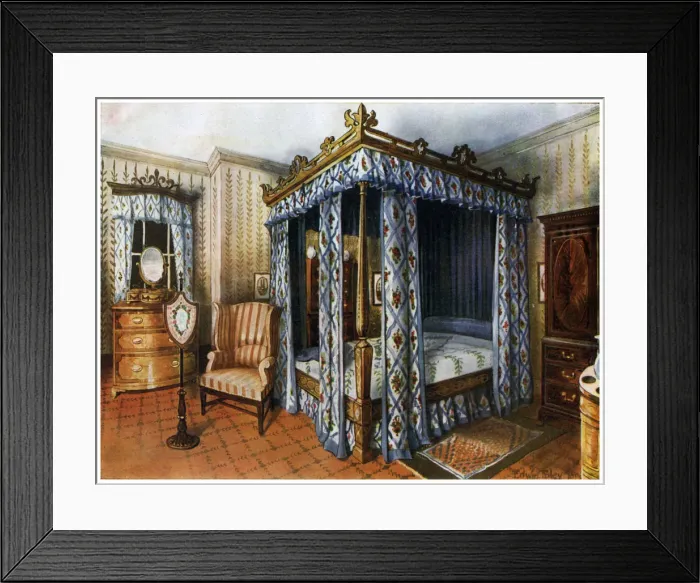 Framed Print : A Hepplewhite bedroom, 1911-1912. Artist: Edwin Foley Framed Print : A Hepplewhite bedroom, 1911-1912. Artist: Edwin Foley