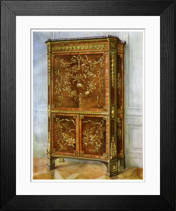 Framed Print : Inlaid ormolu mounted upright secretaire, French, 1911-1912. Artist: Edwin Foley Framed Print : Inlaid ormolu mounted upright secretaire, French, 1911-1912. Artist: Edwin Foley
