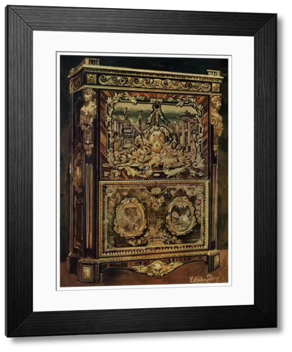 Framed Print : Upright secretaire, 1911-1912. Artist: Edwin Foley Framed Print : Upright secretaire, 1911-1912. Artist: Edwin Foley