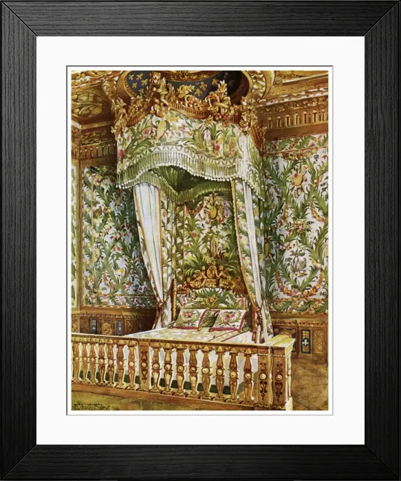Framed Print : Gilt state bed of Marie Antoinette, Queens Bedroom, Palais de Fontainebleau, France, 1911-1912. Artist: Edwin Foley