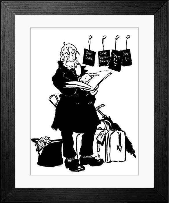 Framed Print : Oom Paul Consulting the Time Table, 1900 Framed Print : Oom Paul Consulting the Time Table, 1900
