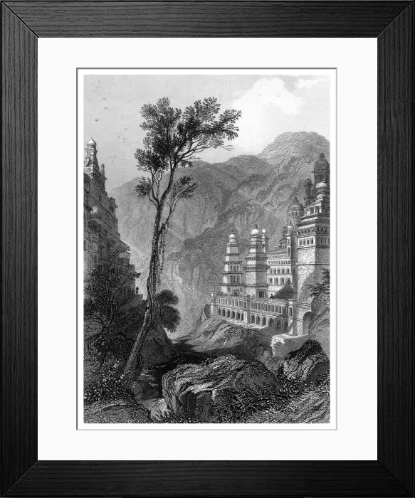 Framed Print : Jain Temples, Muktagerri, Specimens of Hindu Architecture. Artist: Finden Framed Print : Jain Temples, Muktagerri, Specimens of Hindu Architecture. Artist: Finden