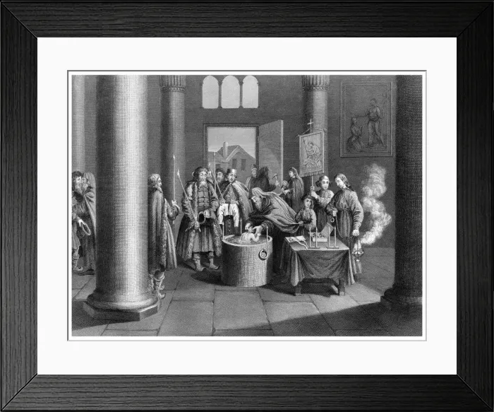 Framed Print : A Baptism According to the Greek Church in Russia. Artist: W Forrest Framed Print : A Baptism According to the Greek Church in Russia. Artist: W Forrest