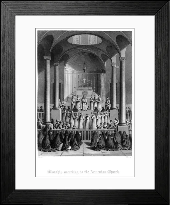 Framed Print : Worship According to the Armenian Church. Artist: T Brown Framed Print : Worship According to the Armenian Church. Artist: T Brown