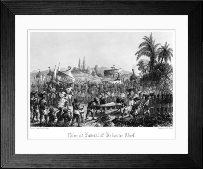 Framed Print : Rites at Funeral of Ashantee Chief. Artist: A Thom Framed Print : Rites at Funeral of Ashantee Chief. Artist: A Thom