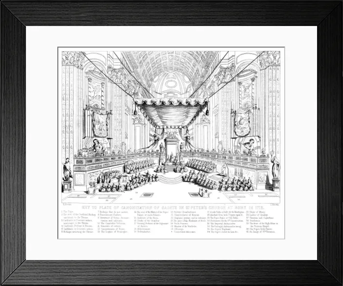 Framed Print : Canonisation of Saints in St Peters Church, Rome, 1712. Artist: T Brown