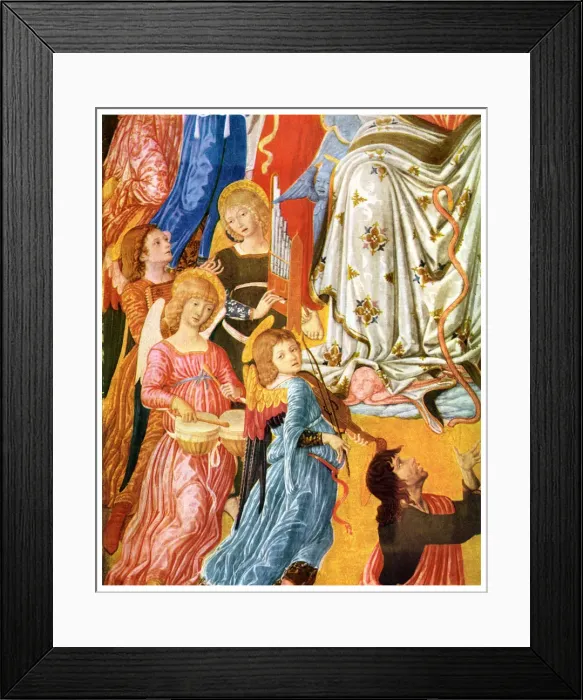 Framed Print : Portative organ and kettledrums, c1474 (1956) Framed Print : Portative organ and kettledrums, c1474 (1956)