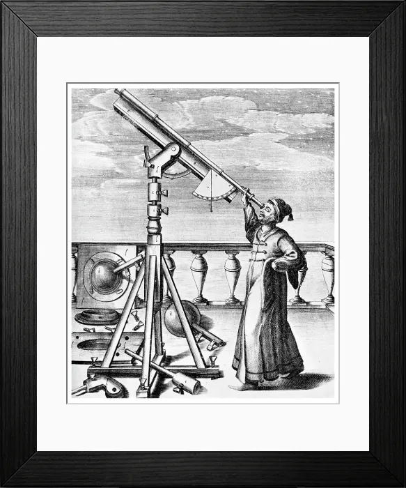 Framed Print : Telescope from Selenographia, 1647 (1956) Framed Print : Telescope from Selenographia, 1647 (1956)