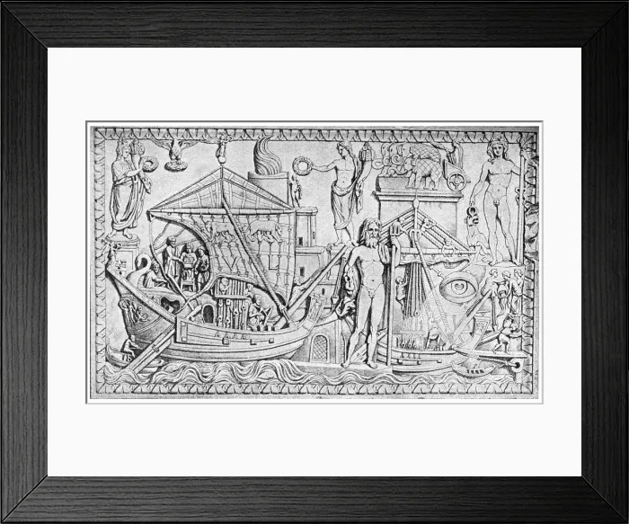 Framed Print : Relief showing the Roman lighthouse at Ostia, port of Rome, Italy, 1956 Framed Print : Relief showing the Roman lighthouse at Ostia, port of Rome, Italy, 1956