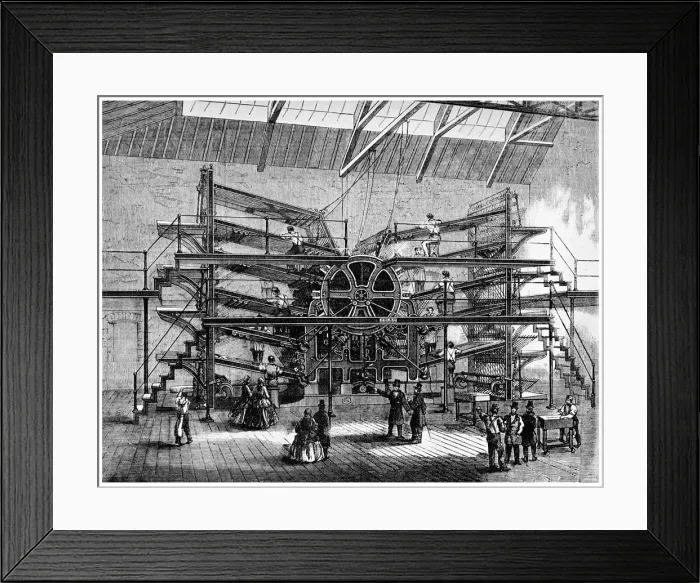 Framed Print : Newspaper printing on a ten feed semi rotary machine, 1860 (1956) Framed Print : Newspaper printing on a ten feed semi rotary machine, 1860 (1956)