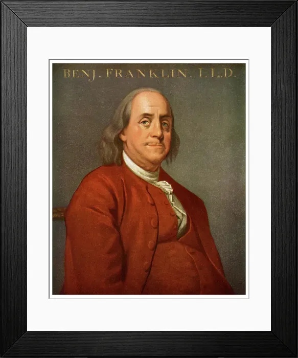 Framed Print : Benjamin Franklin, American scientist and politician, 1782 (1956) Framed Print : Benjamin Franklin, American scientist and politician, 1782 (1956)