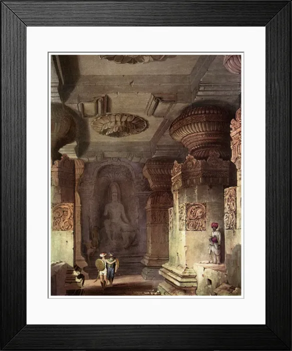 Framed Print : Interior of a cave temple, Ellora, Maharashtra, India, 19th century (1956) Framed Print : Interior of a cave temple, Ellora, Maharashtra, India, 19th century (1956)