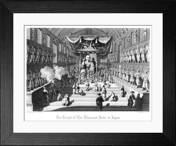 Framed Print : The Temple of Ten Thousand Idols in Japan, c1860. Artist: A Thom Framed Print : The Temple of Ten Thousand Idols in Japan, c1860. Artist: A Thom