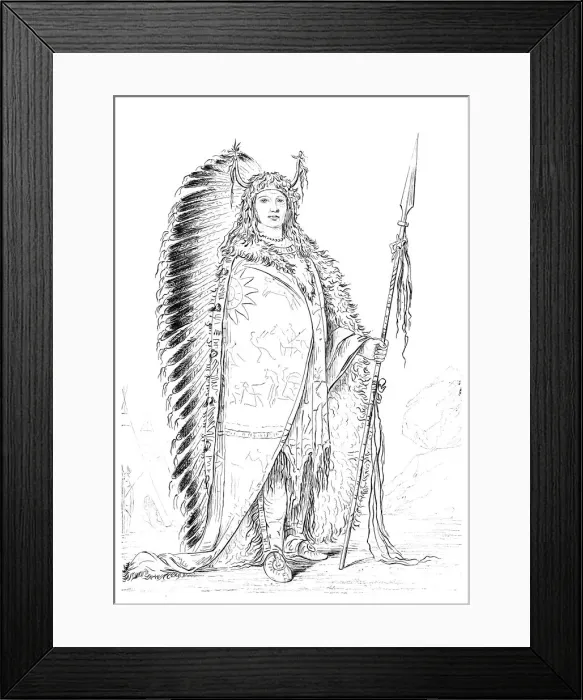 Framed Print : Black Rock, chief of the Nee-caw-wee-gee tribe, 1841. Artist: Myers and Co Framed Print : Black Rock, chief of the Nee-caw-wee-gee tribe, 1841. Artist: Myers and Co
