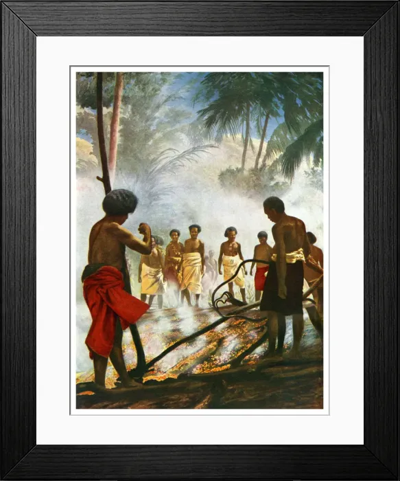 Framed Print : Fire walking in Fiji, 1920 Framed Print : Fire walking in Fiji, 1920