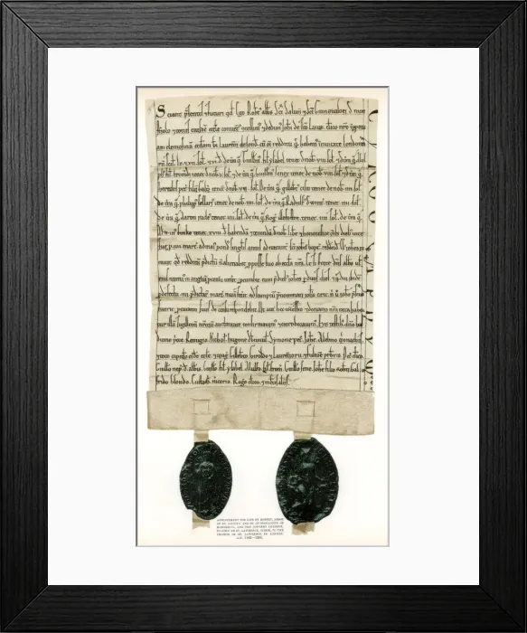 Framed Print : Title deed for properties surrounding the Guildhall, City of London, c1182-1201 (1886) Framed Print : Title deed for properties surrounding the Guildhall, City of London, c1182-1201 (1886)