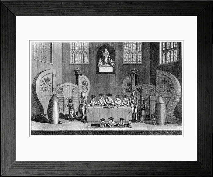 Framed Print : Drawing the State Lottery in Guildhall, City of London, 1763 (1886). Artist: William Griggs Framed Print : Drawing the State Lottery in Guildhall, City of London, 1763 (1886). Artist: William Griggs