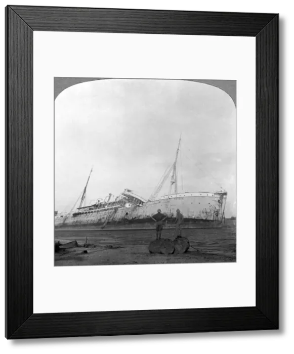 Framed Print : German cruiser sunk off Dar es Salaam, Tanzania, World War I, 1914-1918. Artist: Realistic Travels Publishers Framed Print : German cruiser sunk off Dar es Salaam, Tanzania, World War I, 1914-1918. Artist: Realistic Travels Publishers