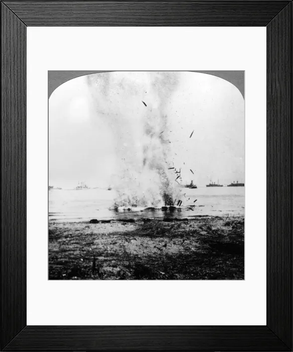 Framed Print : Trapped German submarine driven inshore and destroyed, World War I, 1914-1918Artist: Realistic Travels Publishers Framed Print : Trapped German submarine driven inshore and destroyed, World War I, 1914-1918Artist: Realistic Travels Publishers