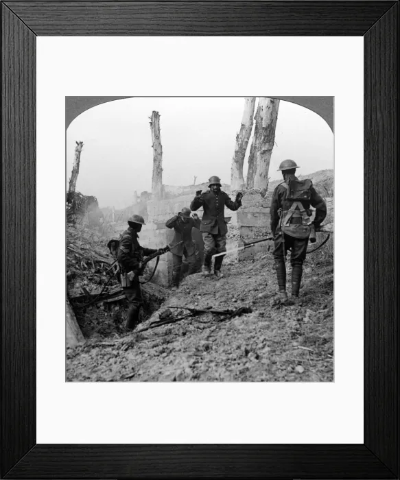 Framed Print : German soldiers surrendering, Bullecourt, France, World War I, 1914-1918. Artist: Realistic Travels Publishers